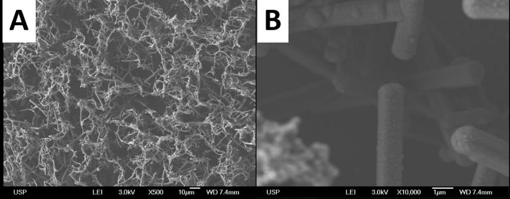 102 microfibras em comparacão com o filme sintetizado utilizando apenas dois ciclos voltamétricos.