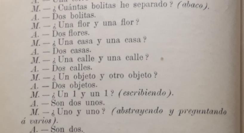 Figura 5: Sugestão de diálogo entre alunos e professor, página 80. Fonte: MERCANTE, V. Cultivo y desarrollo de la aptitud matemática del niño.