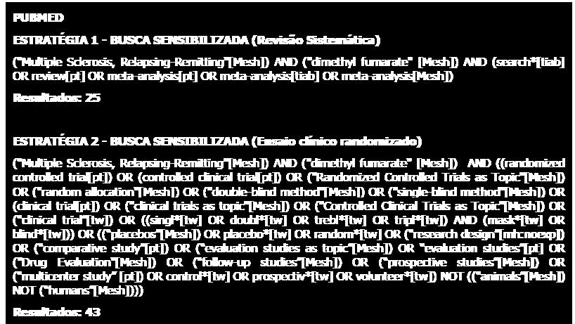 Também foram conduzidas buscas complementares em websites de agências de Avaliação de Tecnologias em Saúde e instituições correlatas e suas bases de dados.