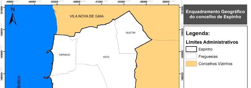 2. Âmbito de aplicação De acordo com o definido na Lei de Bases de Proteção Civil, o presente Plano tem um âmbito de aplicação territorial correspondente a todo o Município de Espinho (figura 1) e