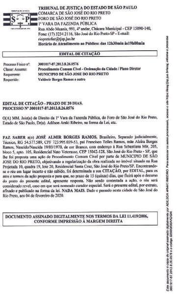 14 de fevereiro de 2020 B-3 SECRETARIA MUNICIPAL DA FAZENDA EDITAL N 011/2020 13 DE FEVEREIRO DE 2020 A Secretaria Municipal da Fazenda, por intermédio da Inspetoria Fiscal Tributária NOTIFICA os