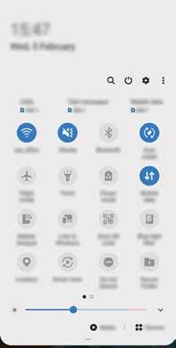 Informações básicas Usar os botões de configuração rápida Toque os botões de configuração rápida para ativar algumas funções. Deslize para baixo o painel de notificações para ver mais botões.