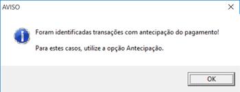 títulos para antecipação, o relatório com a listagem completa exibirá os dados das duplicatas encontradas com suas