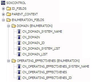 SOXControl com sua subpasta de campos enumerados. Esta pasta contém os valores específicos do objeto dos campos enumerados.
