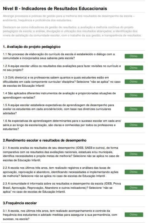 79 pedagógico da escola; transparência de resultados; e identificação dos níveis de satisfação da comunidade escolar com o trabalho da sua escola. 4.3.2.