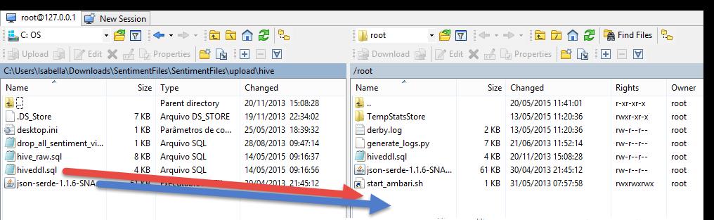 Sua principal função é a transferência segura de arquivos entre um local e um remoto (Figura 20): Figura 20 - Transferência de arquivos com WinSCP Fonte: Autoria Própria. 3.4.