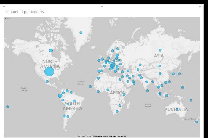 49 É possível ter uma visão global dos dados, (Figura 35). Estas bolinhas representam a quantidade de comentários feita pelas pessoas em cada país.