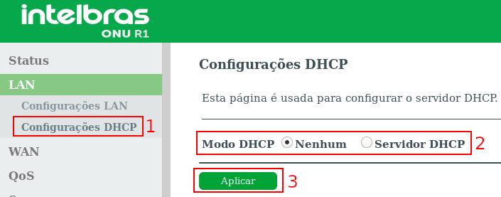 Caso o servidor DHCP da ONU esteja ativo e um dispositivo seja conectado mandando pacotes sem tag e com cliente DHCP ativo, este cliente receberá um IP da ONU, porém, o dispositivo não terá acesso ao