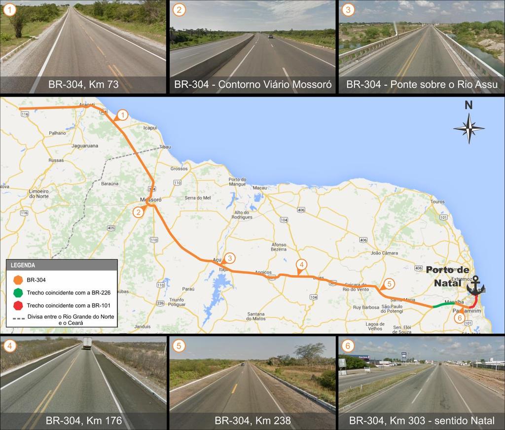 Figura 17. Condições da BR-304 no estado do Rio Grande do Norte Fonte: Google Maps ([s./d.