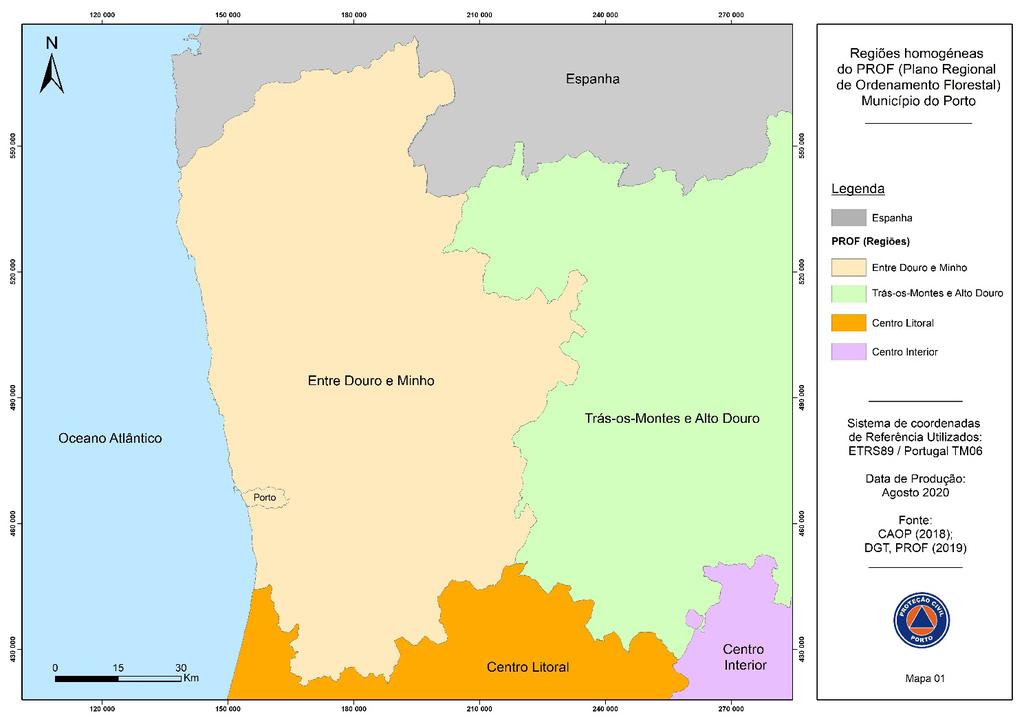 MUNICÍPIO DO PORTO Destacam-se os seguintes objetivos comuns definidos no PROF - EDM: a) Reduzir o número médio de ignições e de área ardida anual; b) Reduzir a vulnerabilidade dos espaços florestais