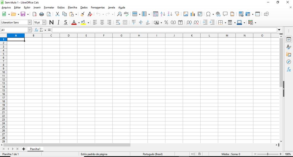 65 Figura 9 Interface do LibreOffice Calc. Fonte: Arquivo pessoal do autor.
