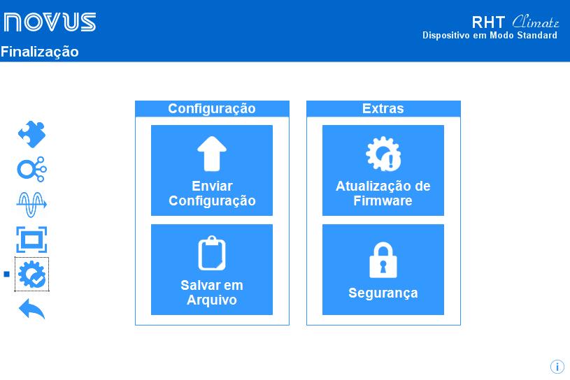 11.3.5 PARÂMETROS DE FINALIZAÇÃO Ao clicar sobre o ícone, pode-se enviar a configuração para o dispositivo, salvar as configurações em arquivo,