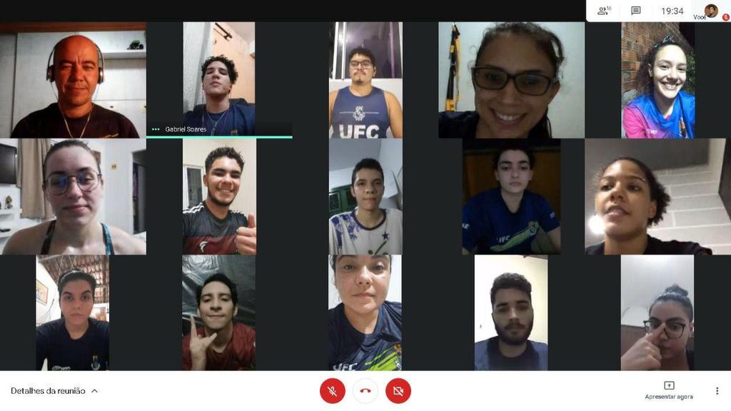 INOVAÇÃO: AÇÕES INOVADORAS DO DESPORTO Treinamento esportivo online específico da modalidade, por intermédio do Google Meets.