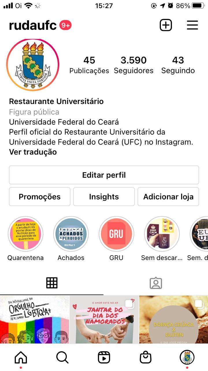 INOVAÇÃO: AÇÕES INOVADORAS DO RESTAURANTE UNIVERSITÁRIO Criação do Instagram do RU Colocar figura, se possível, com hiperlink Melhoria da comunicação com os usuários.