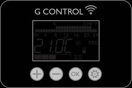 TECLADO: Aparelho de controle G- Control Indicador de ligação. Nível atual de temperatura no modo PROGRAMA.