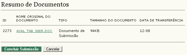 de dados, entre outros, estes podem ser incluídos nesta seção. Estes documentos também são indexados pelo autor, identificando sua relação com a submissão, bem como autoria.