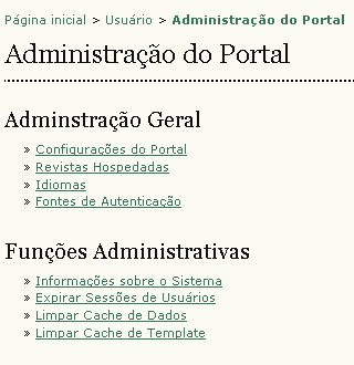 No menu Administração do Portal, sob Administração Geral, escolha Idiomas : Figura 10: Menu