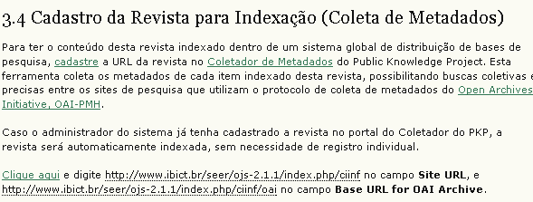 3.4 Cadastrar Revista para Indexação - Coleta Figura 42: Cadastrar Revista para