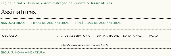 Escolha Assinaturas.