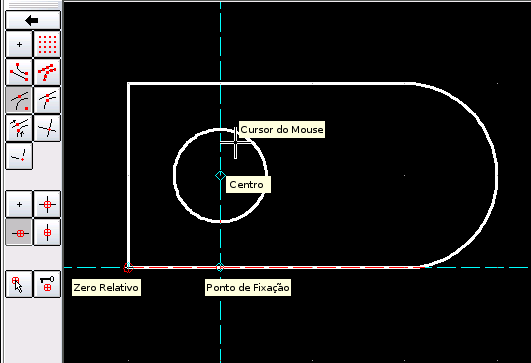 Fixação de objetos Fixação por intersecção manual Snap Distance Manually Algumas vezes, o modo de fixação nas intersecções não pode ser utilizado pois o ponto de intersecção está sobre uma só ou