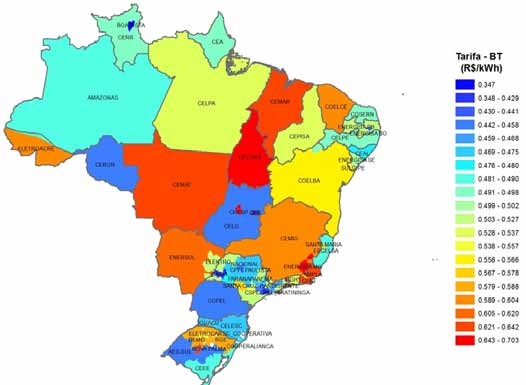 RESIDENCIAL INDUSTRIAL kwh > 500 > 1.000 PI 25% 25% PR 27% 27% RJ 30% 30% RN 25% 17% RO 17% 17% RR 17% 17% RS 25% 17% SC 25% 25% SE 27% 17% SP 25% 18% TO 25% 25% ICMS por Estado.