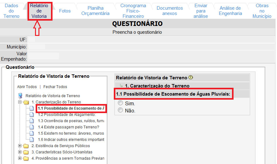 Depois de preenchidos todos os campos referentes aos Dados do Terreno, clica-se em Salvar.