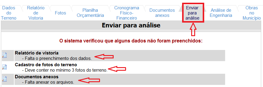 que não foram preenchidos.