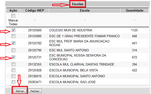 2. SUBAÇÕES DE ASSISTÊNCIA TÉCNICA DO MEC COM CRONOGRAMA POR ESCOLA Para essas subações, além do preenchimento do campo Cronograma Físico, será