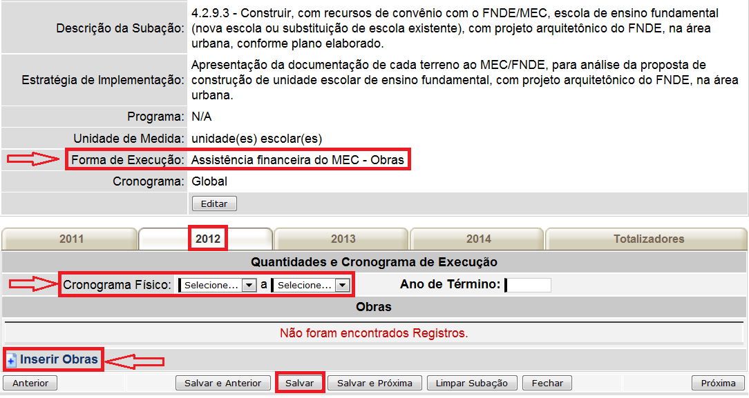 Figura 2 Subação de construção Projeto Arquitetônico do FNDE 1.