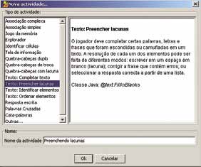 Dê o nome de parte 3. Perceba que quando damos um espaço, o programa lança um underline para formar o nome do arquivo, que será chamado automaticamente de parte_3.jclic.