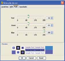 deixar os valores da janela principal como o da imagem que segue: Praticando Utilize a aba RGB para escolher as cores.