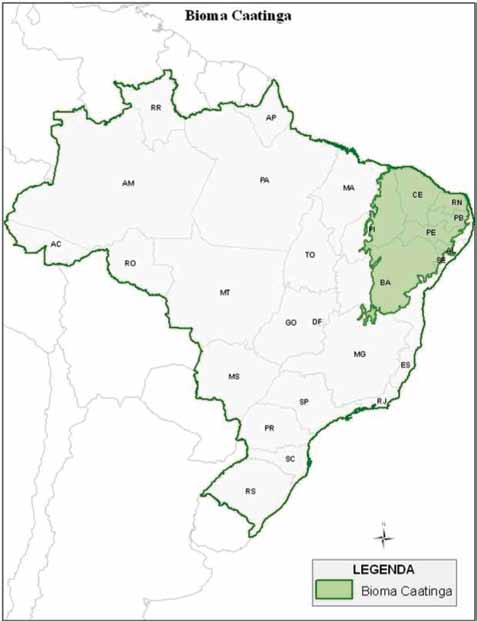 13 Figura 1. Localização do bioma Caatinga, segundo definição do IBGE (2004).