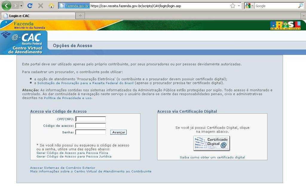 ANEXO A Exemplo de acesso ao site da Receita Federal pelo Mozilla Firefox com Certificado