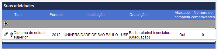 .. Tipo de curso: Formação regular. Situação: Em curso. Escala de notas: Indique total sobre 10. Média: Campo não obrigatório.