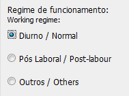 4.2.1. Os campos de opção permitem escolher a opção pretendida e gravar (Ilustração 15). Ilustração 15 Campo de opção 4.2.2. Os campos de preenchimento podem ser limitados por número ou por tipo de caracteres (alfanumérico ou numérico).