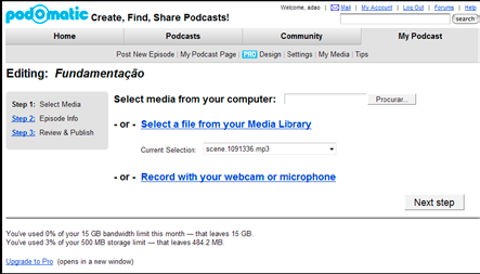 Podcast e utilização do software Audacity - Adão Sousa e Fátima Bessa No episódio que pretendemos alterar, pressionamos o botão