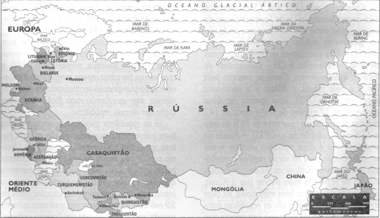 OS QUINZE NOVOS PAÍSES ORIUNDOS DA DESAGREGAÇÃO DA UNIÃO SOVIÉTICA A União Soviética durou cerca de setenta anos, de 1922 até dezembro de 1991, ocasião em que se consolidou a tendência de separatismo
