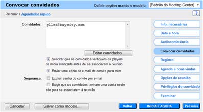 Capítulo 5: Agendando uma reunião Como posso saber mais sobre os campos da página de Configurações da Audioconferência?