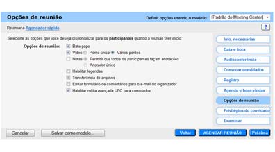 Capítulo 5: Agendando uma reunião Certifique-se de que cada arquivo de mídia esteja incorporado ao arquivo de apresentação ou resida em um servidor da Web que possa ser acessado publicamente.