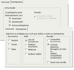 Capítulo 7 7 Conceder privilégios durante uma Reunião Quando uma reunião for iniciada, todos os participantes receberão privilégios de reunião automaticamente como padrão, ou conforme especificação