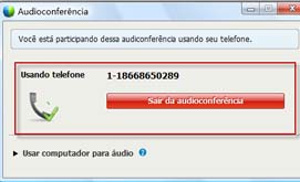 Capítulo 8: Usando o WebEx Audio Descrição da tarefa Chamada pelo Telefone Chamar usando o computador Organizar uma conferência de áudio: entrar ou sair de uma conferência de áudio Mais (na página