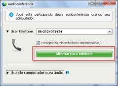 Capítulo 8: Usando o WebEx Audio Clique em Me Ligar para receber uma chamada no número exibido. Selecione outro número da lista suspensa de números disponíveis, então clique em Me Ligar.