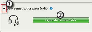 Capítulo 8: Usando o WebEx Audio Usando o seu computador para conectar ao áudio Após você entrar em uma reunião, a caixa de diálogo de Conferência de Áudio aparece automaticamente.