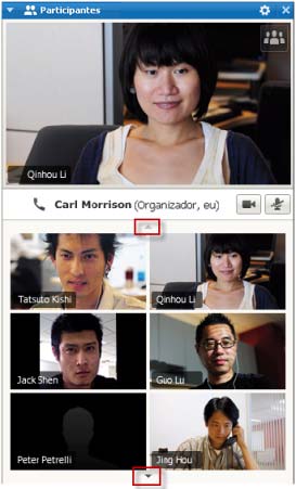 Capítulo 10: Enviar e receber vídeo Para exibir a Lista de Participantes: 1) Selecione o ícone de miniaturas. 2) Selecione Lista.