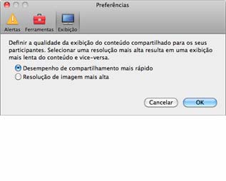 Capítulo 15: Compartilhar software Aparecem as opções do modo de exibição. 3 Selecione Melhor desempenho ou Melhor qualidade de imagem, conforme apropriado.