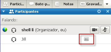 Capítulo 18: Gerenciar e tomar nota o anotador anterior ou criador de legendas permanecem no painel Notes ou Legenda de cada participante.