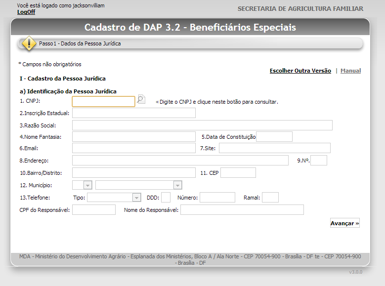 Campo 07 - Site -Registrar o endereço da página da entidade na internet - Campo não obrigatório.