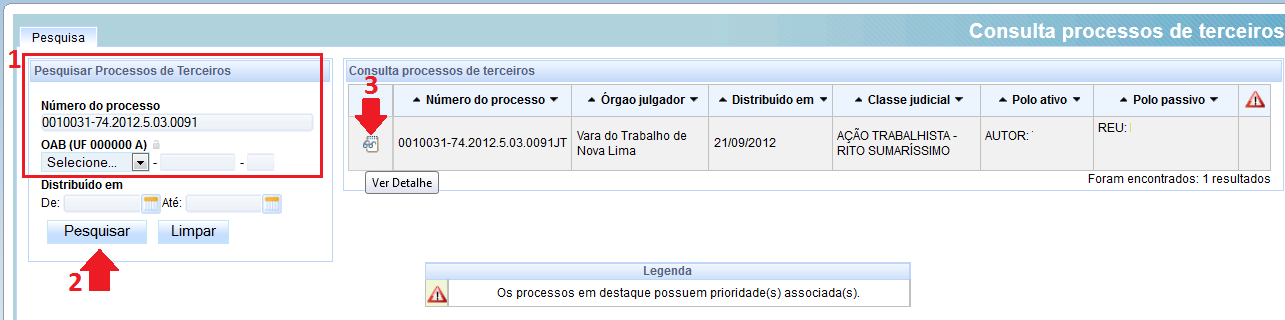 2) Visualizando autos digitais de processos em geral Para consultar os autos digitais de um processo qualquer, na