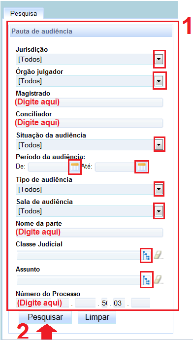 Uma tela indicativa de todas as audiências agendadas surgirá (fig. abaixo).