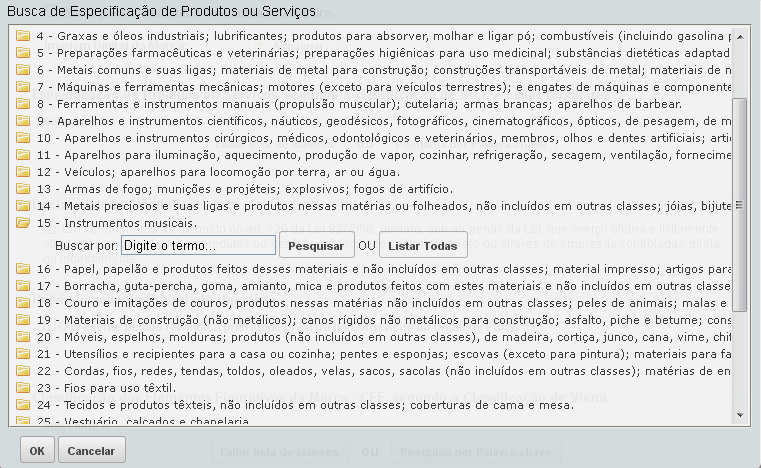 45 O usuário deverá clicar na descrição sumarizada da classe desejada.